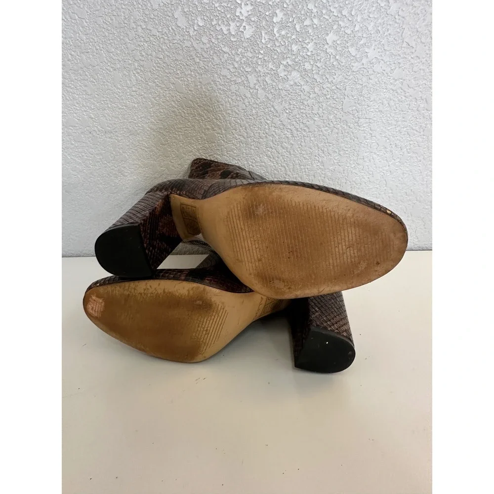 ALDO Women's Brown Snakeskin Embossed Block Heel Ankle Boots Size 6